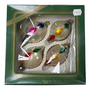 Vintage Pyramid Blown Glass Christmas Ornaments Holiday